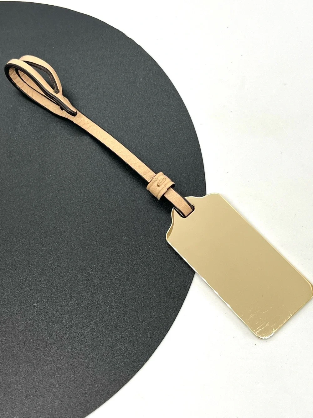 Coach Polished Gold Metal Large Logo Bag Hangtag Replacement Charm Tan Strap